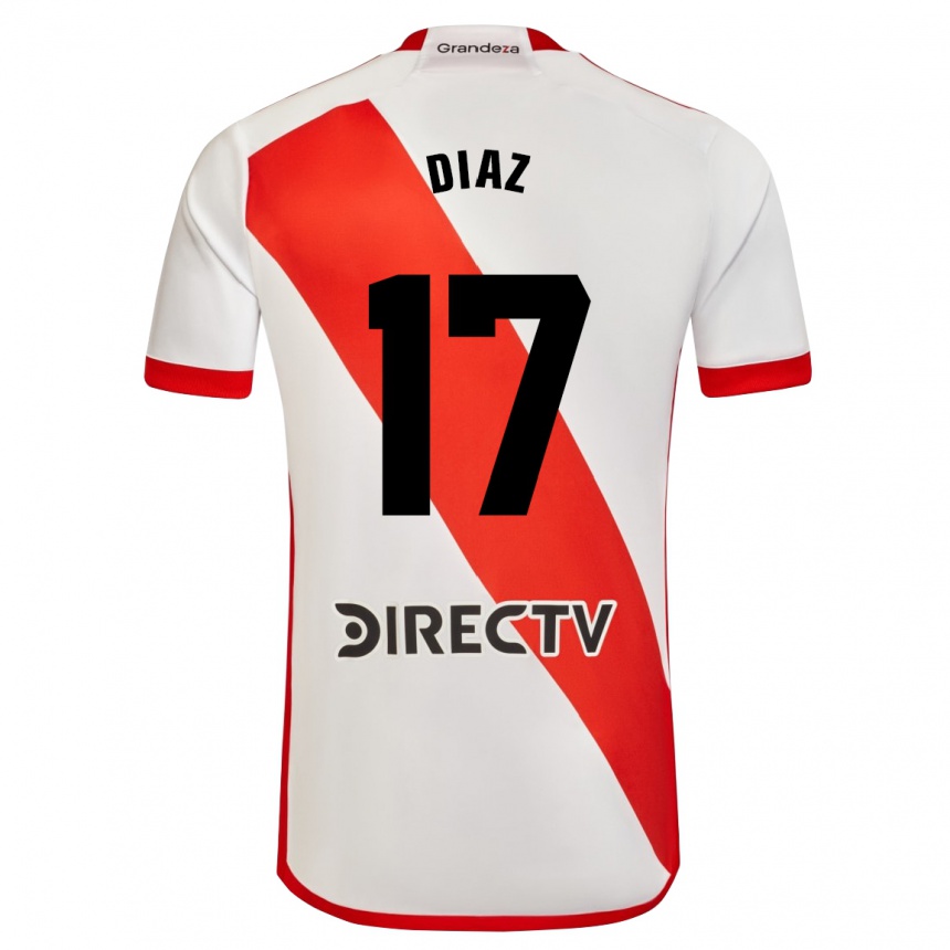 Enfant Football Maillot Paulo Díaz #17 Blanc Rouge Tenues Domicile 2024/25