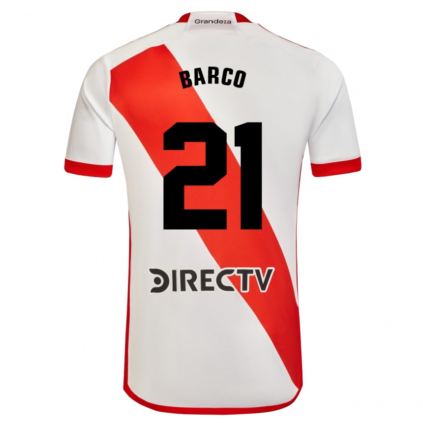 Enfant Football Maillot Esequiel Barco #21 Blanc Rouge Tenues Domicile 2024/25