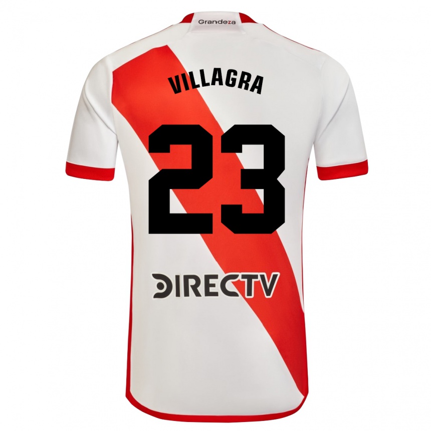 Enfant Football Maillot Rodrigo Villagra #23 Blanc Rouge Tenues Domicile 2024/25