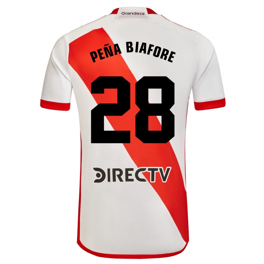 Enfant Football Maillot Felipe Peña Biafore #28 Blanc Rouge Tenues Domicile 2024/25