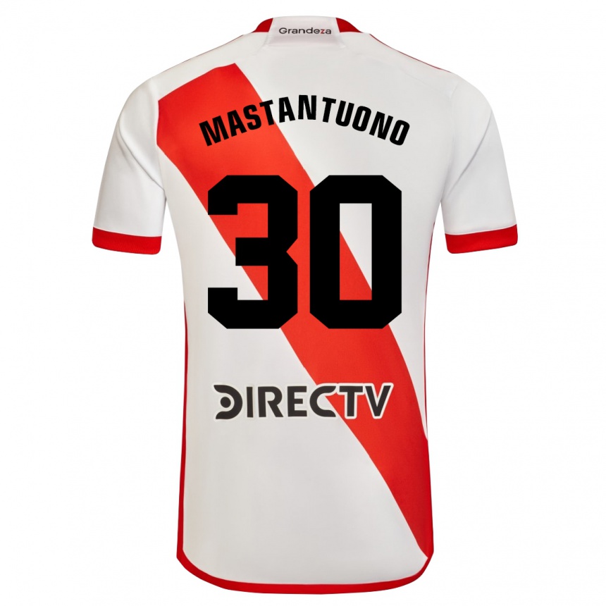 Enfant Football Maillot Franco Mastantuono #30 Blanc Rouge Tenues Domicile 2024/25