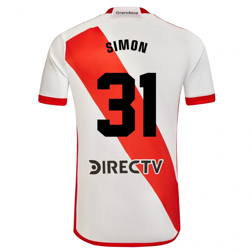 Enfant Football Maillot Santiago Simón #31 Blanc Rouge Tenues Domicile 2024/25