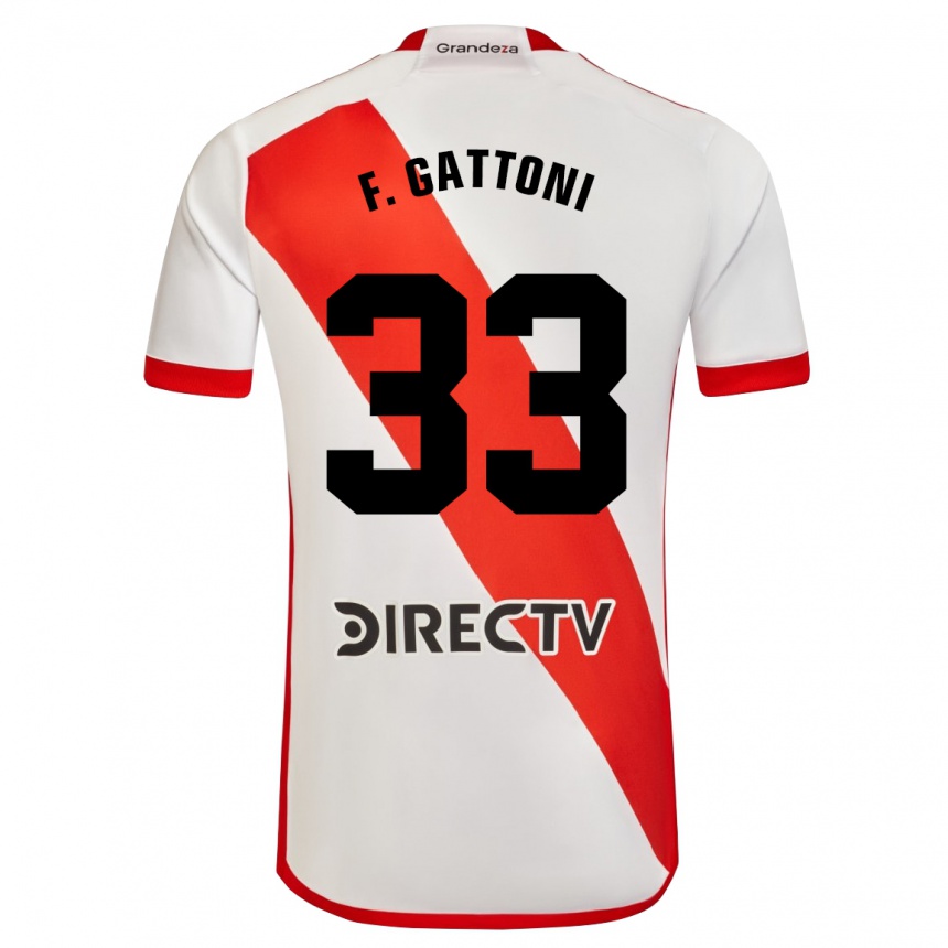 Enfant Football Maillot Federico Gattoni #33 Blanc Rouge Tenues Domicile 2024/25