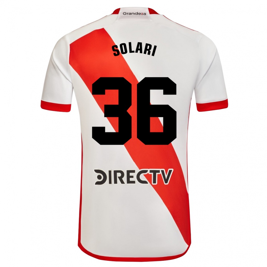 Enfant Football Maillot Pablo Solari #36 Blanc Rouge Tenues Domicile 2024/25