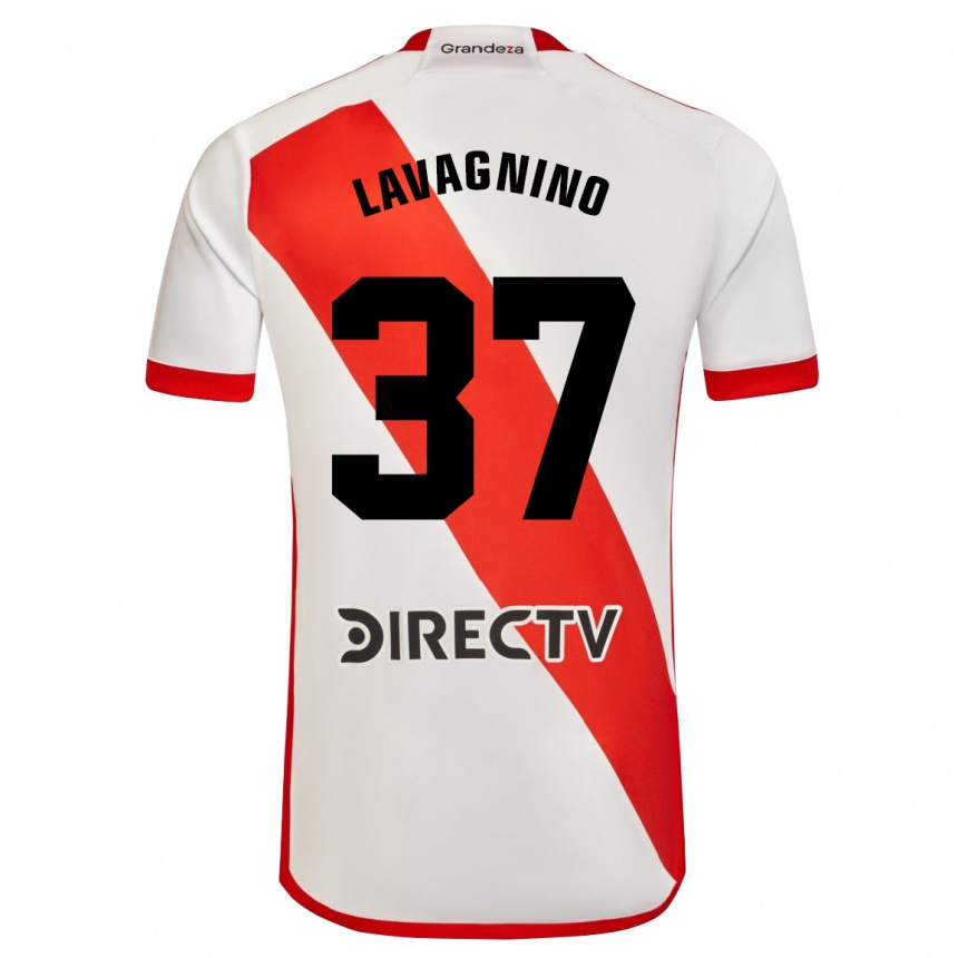 Enfant Football Maillot Lucas Lavagnino #37 Blanc Rouge Tenues Domicile 2024/25