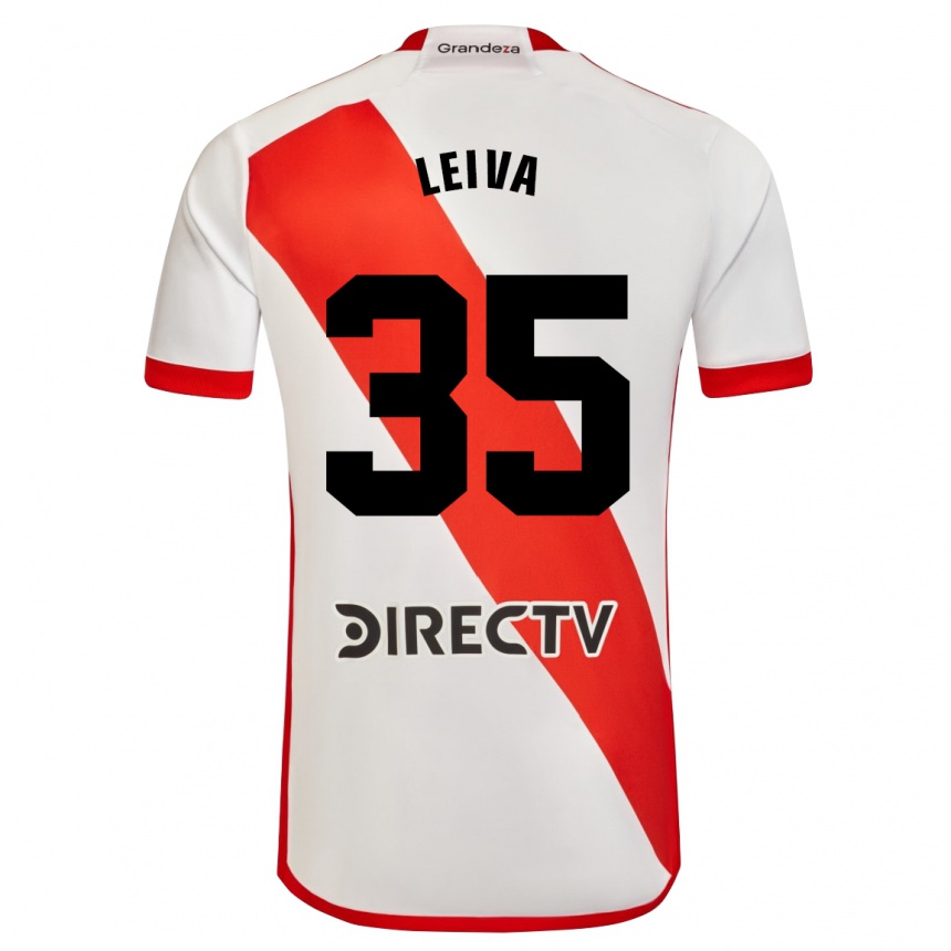 Enfant Football Maillot Tobías Leiva #35 Blanc Rouge Tenues Domicile 2024/25