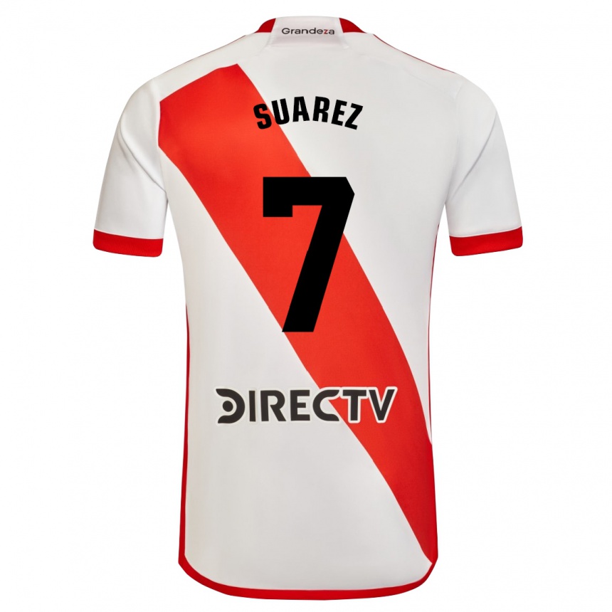 Enfant Football Maillot Matías Suárez #7 Blanc Rouge Tenues Domicile 2024/25