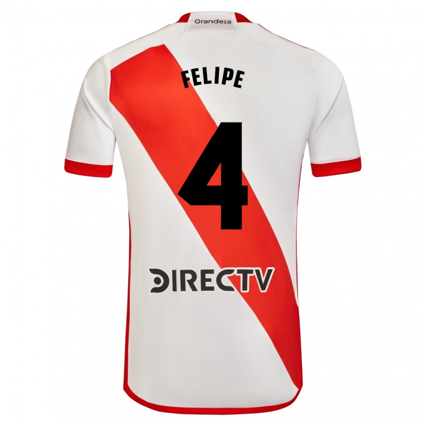 Enfant Football Maillot Carina Felipe Silva #4 Blanc Rouge Tenues Domicile 2024/25