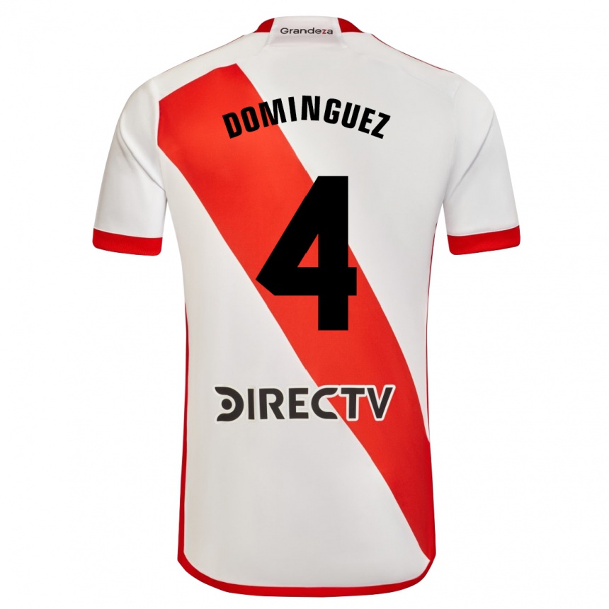 Enfant Football Maillot Evelyn Sofía Domínguez #4 Blanc Rouge Tenues Domicile 2024/25