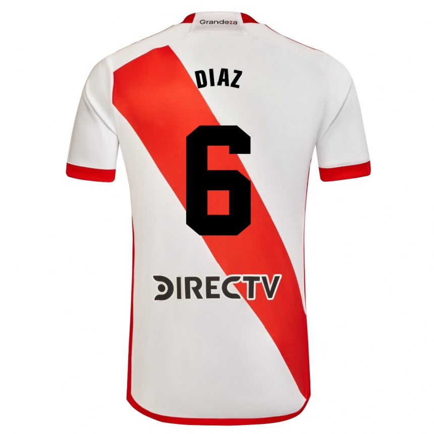 Enfant Football Maillot Milagros Díaz #6 Blanc Rouge Tenues Domicile 2024/25