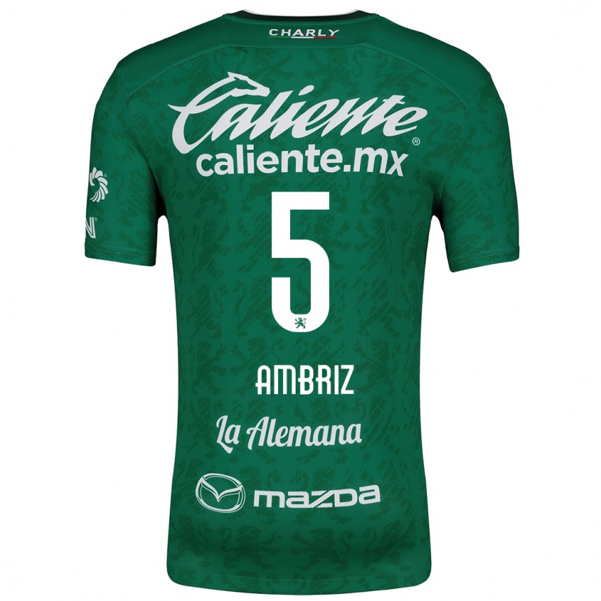 Enfant Football Maillot Fidel Ambríz #5 Vert Blanc Tenues Domicile 2024/25