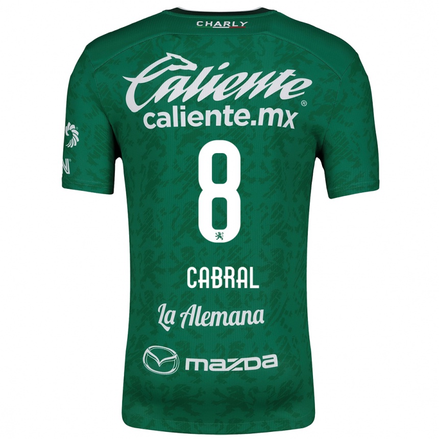 Enfant Football Maillot Luciano Cabral #8 Vert Blanc Tenues Domicile 2024/25