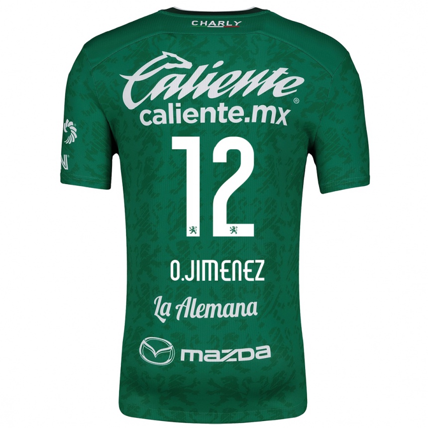 Enfant Football Maillot Óscar Jiménez #12 Vert Blanc Tenues Domicile 2024/25