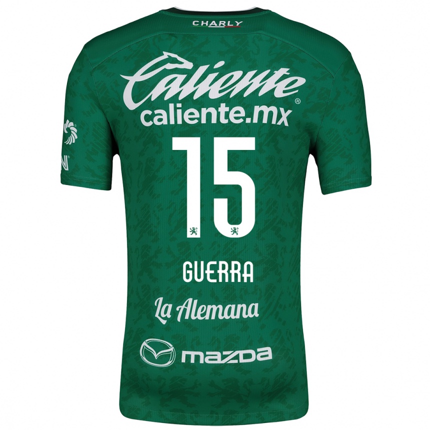 Enfant Football Maillot Edgar Guerra #15 Vert Blanc Tenues Domicile 2024/25