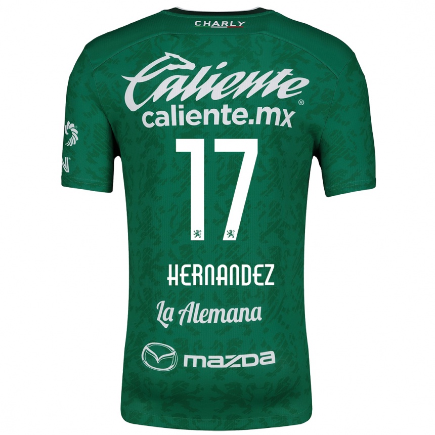 Enfant Football Maillot Daniel Hernández #17 Vert Blanc Tenues Domicile 2024/25