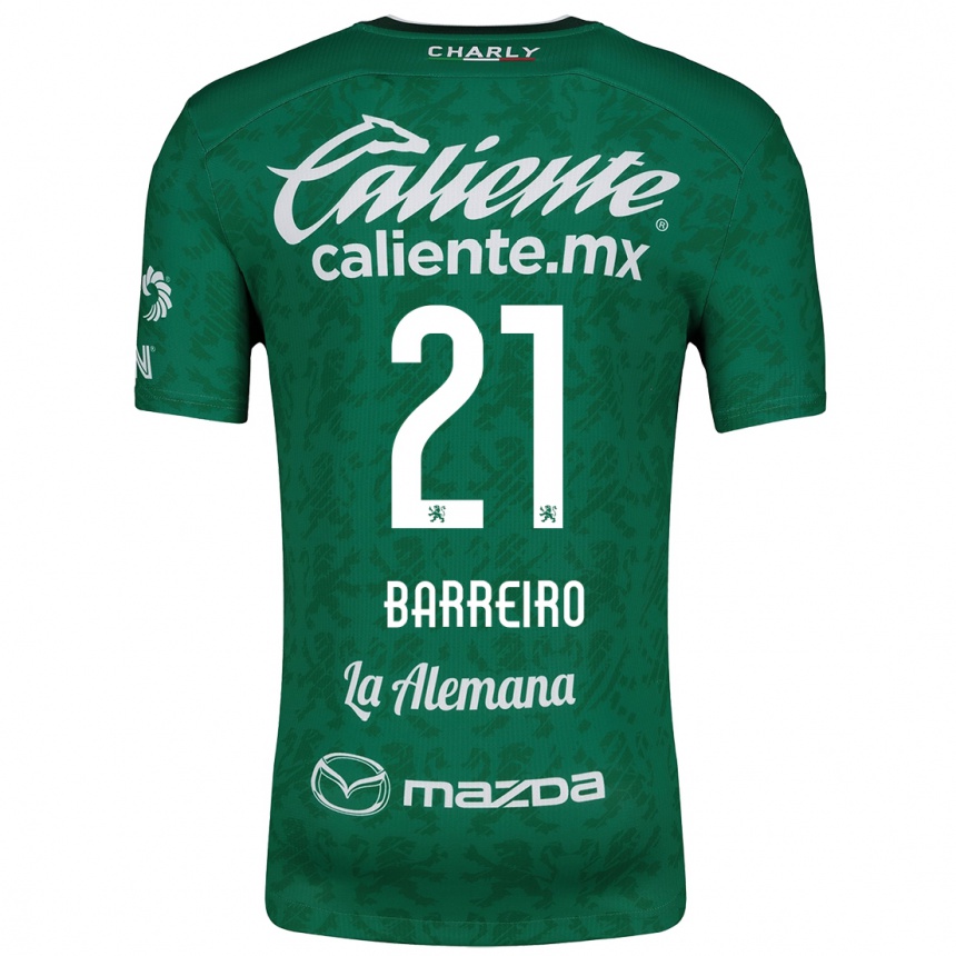 Enfant Football Maillot Stiven Barreiro #21 Vert Blanc Tenues Domicile 2024/25