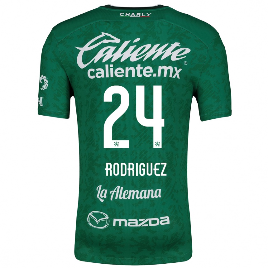 Enfant Football Maillot Osvaldo Rodríguez #24 Vert Blanc Tenues Domicile 2024/25