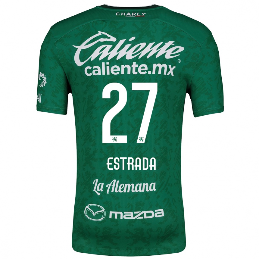 Enfant Football Maillot Ángel Estrada #27 Vert Blanc Tenues Domicile 2024/25