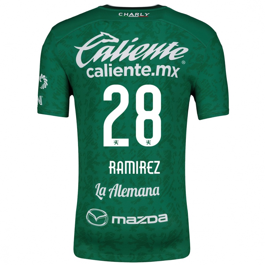 Enfant Football Maillot David Ramírez #28 Vert Blanc Tenues Domicile 2024/25