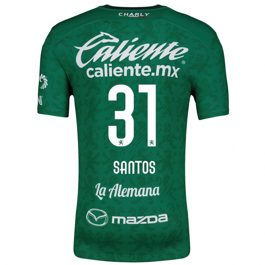 Enfant Football Maillot Sebastián Santos #31 Vert Blanc Tenues Domicile 2024/25