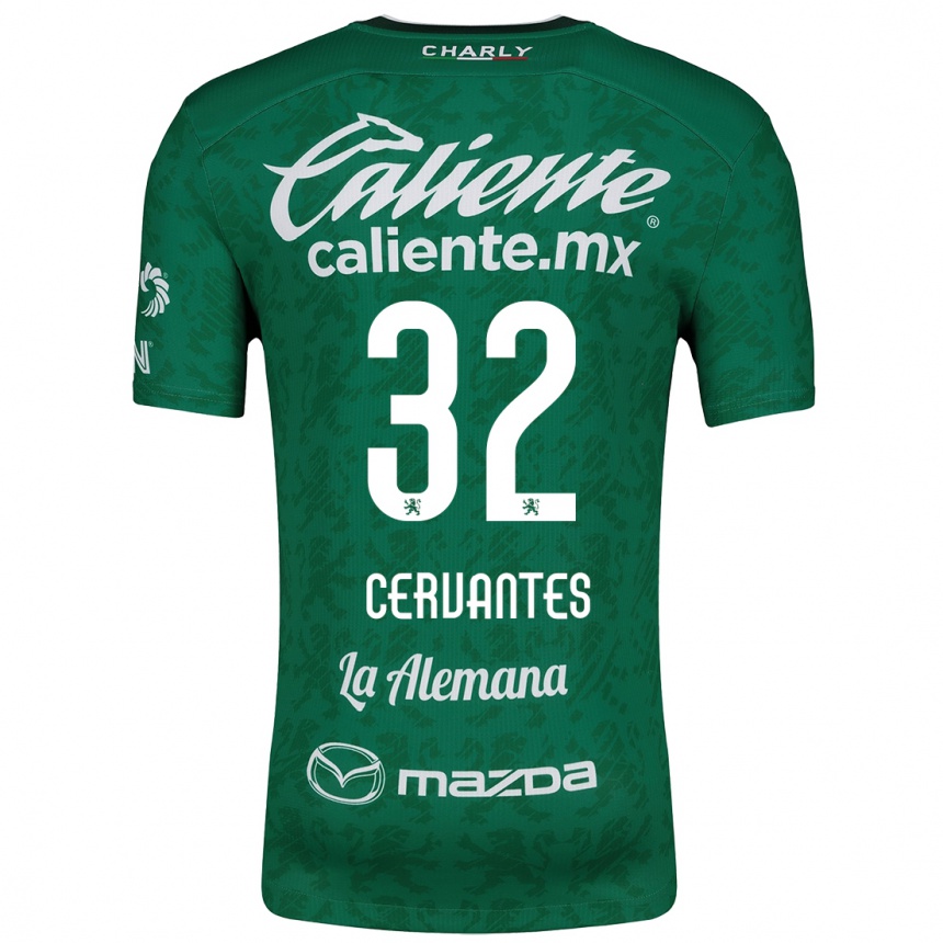 Enfant Football Maillot Luis Cervantes #32 Vert Blanc Tenues Domicile 2024/25