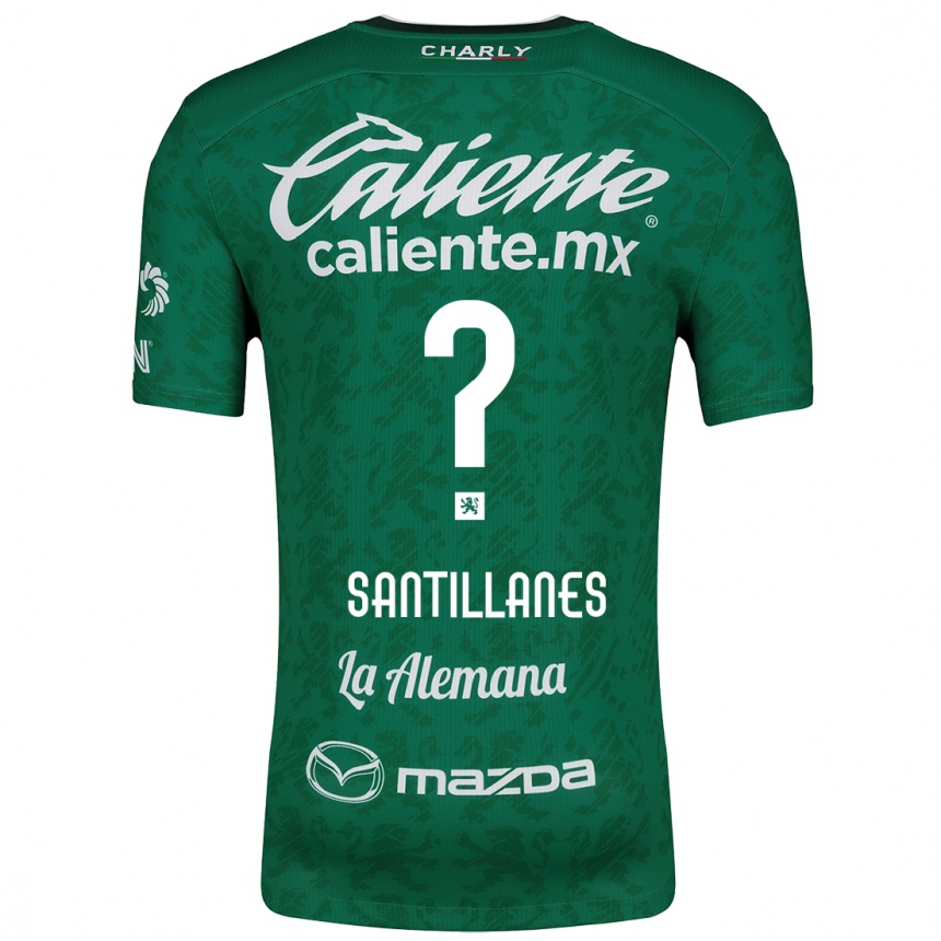 Enfant Football Maillot Antonio Santillanes #0 Vert Blanc Tenues Domicile 2024/25