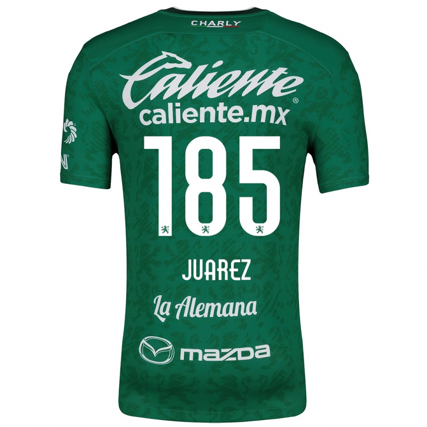 Enfant Football Maillot Moisés Juárez #185 Vert Blanc Tenues Domicile 2024/25