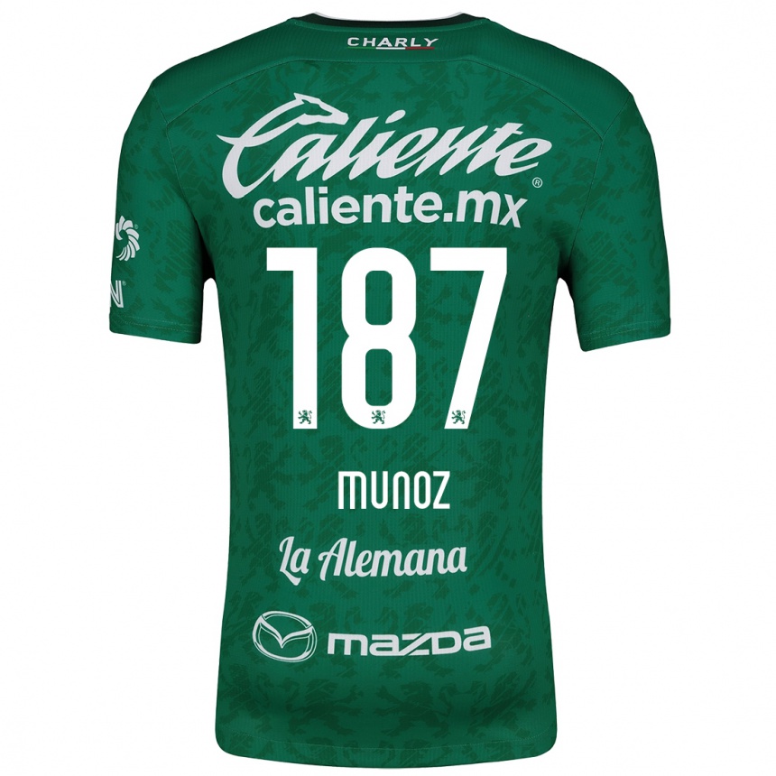 Enfant Football Maillot Diego Muñoz #187 Vert Blanc Tenues Domicile 2024/25