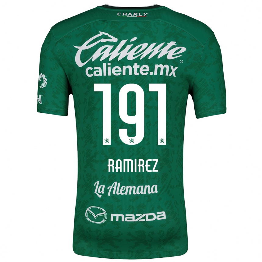 Enfant Football Maillot Ian Ramírez #191 Vert Blanc Tenues Domicile 2024/25