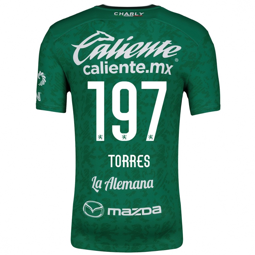 Enfant Football Maillot Erick Torres #197 Vert Blanc Tenues Domicile 2024/25