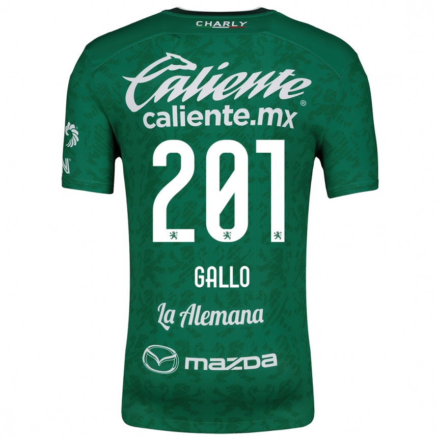 Enfant Football Maillot Andrés Gallo #201 Vert Blanc Tenues Domicile 2024/25