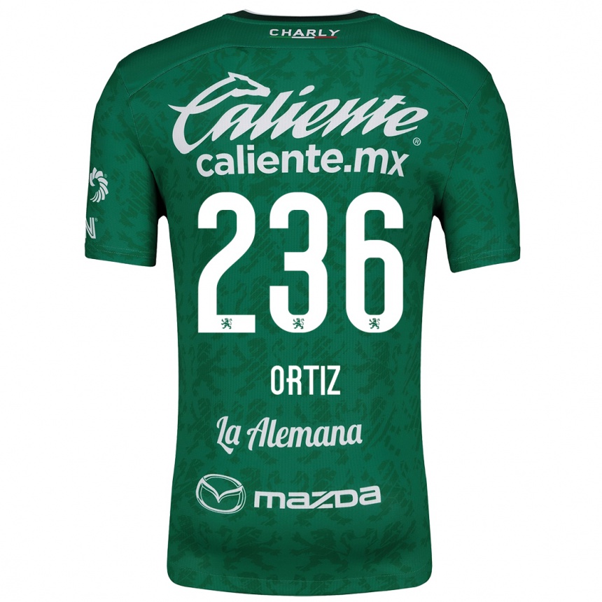 Enfant Football Maillot Youssef Ortiz #236 Vert Blanc Tenues Domicile 2024/25