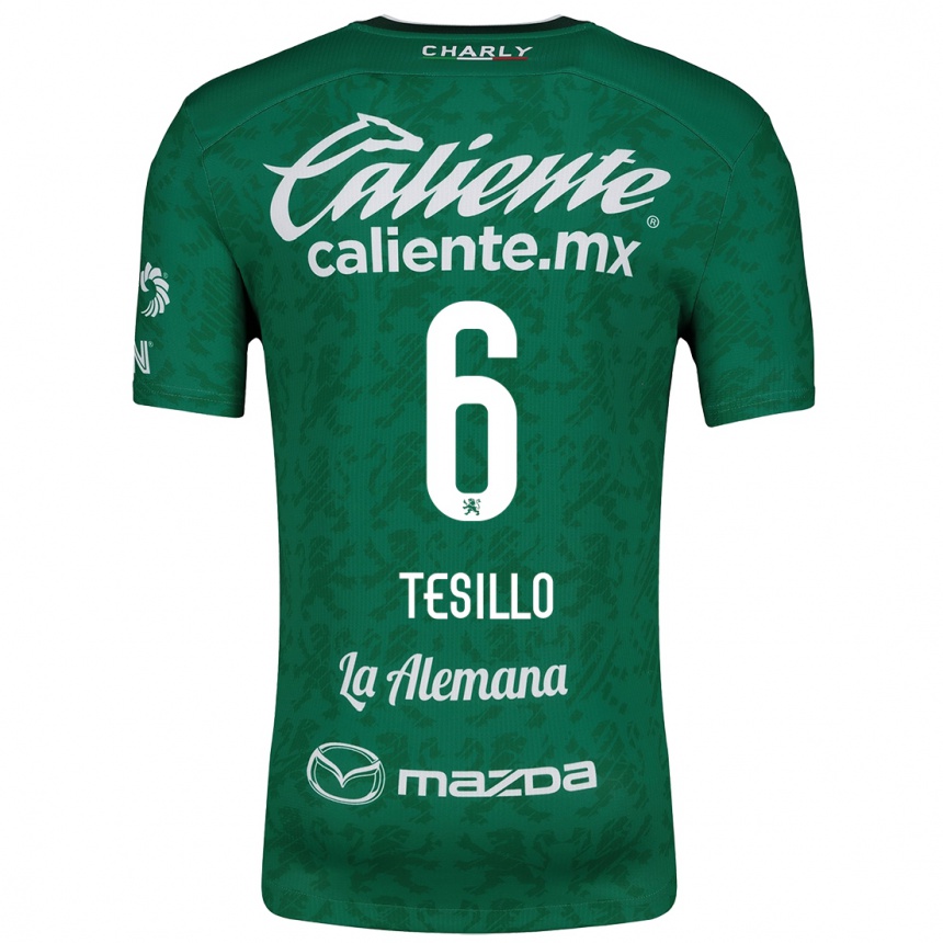 Enfant Football Maillot William Tesillo #6 Vert Blanc Tenues Domicile 2024/25