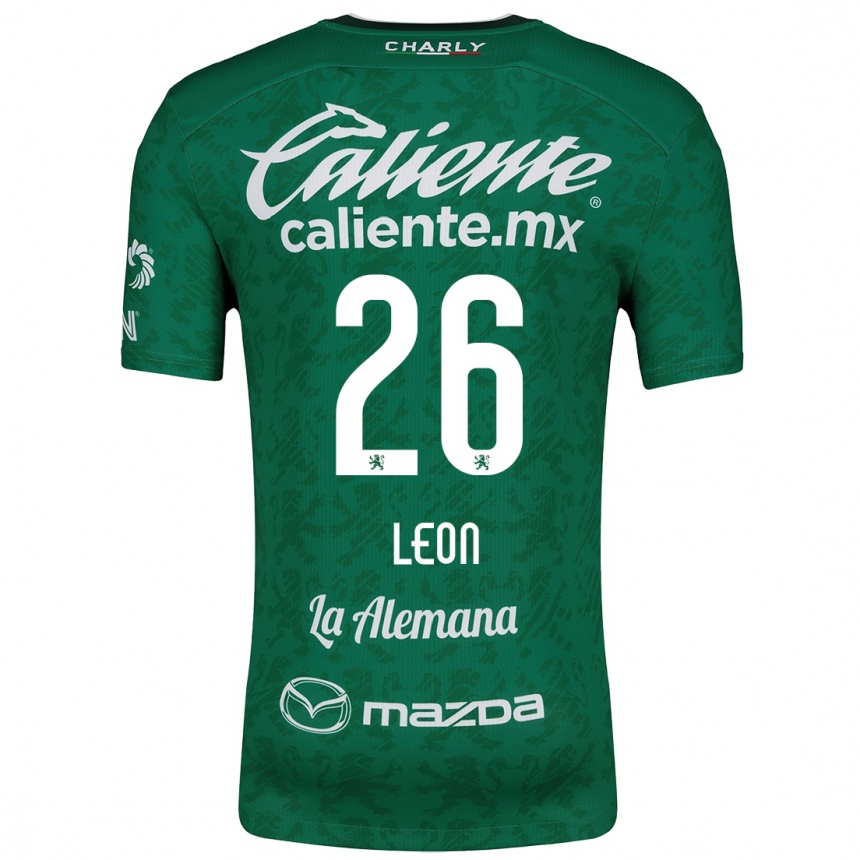 Enfant Football Maillot Armando León #26 Vert Blanc Tenues Domicile 2024/25