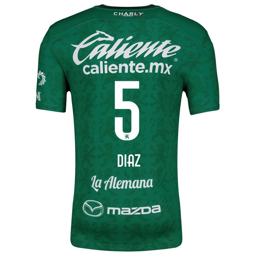 Enfant Football Maillot Brenda Díaz #5 Vert Blanc Tenues Domicile 2024/25