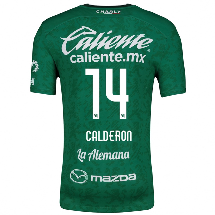 Enfant Football Maillot Daniela Calderón #14 Vert Blanc Tenues Domicile 2024/25