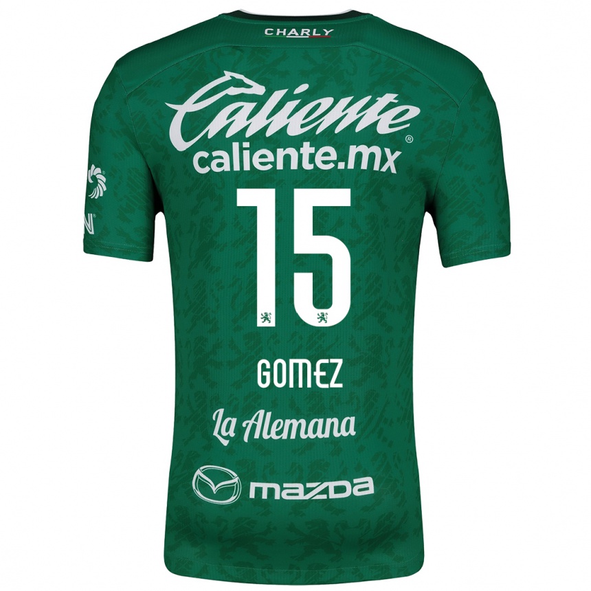 Enfant Football Maillot Paulina Gómez #15 Vert Blanc Tenues Domicile 2024/25