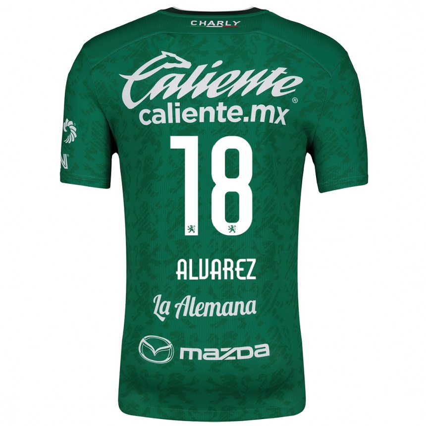 Enfant Football Maillot Yazmin Álvarez #18 Vert Blanc Tenues Domicile 2024/25