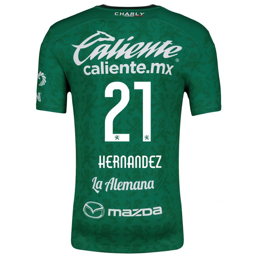 Enfant Football Maillot Alexa Hernández #21 Vert Blanc Tenues Domicile 2024/25