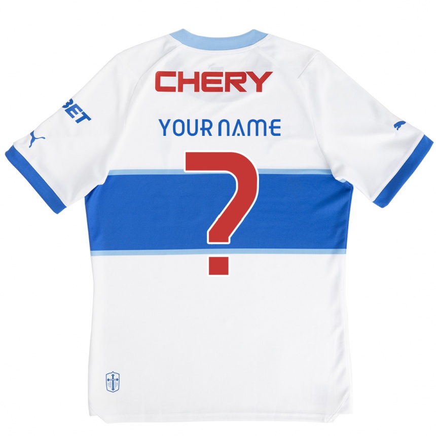 Enfant Football Maillot Votre Nom #0 Blanc Bleu Tenues Domicile 2024/25