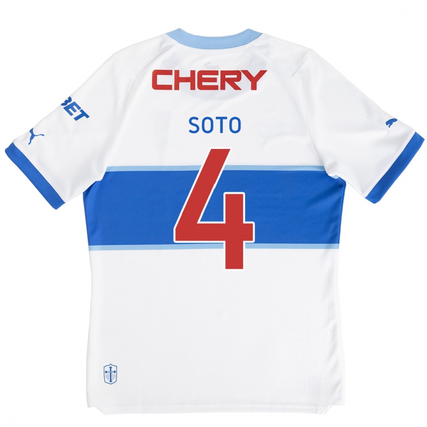 Enfant Football Maillot Guillermo Soto #4 Blanc Bleu Tenues Domicile 2024/25