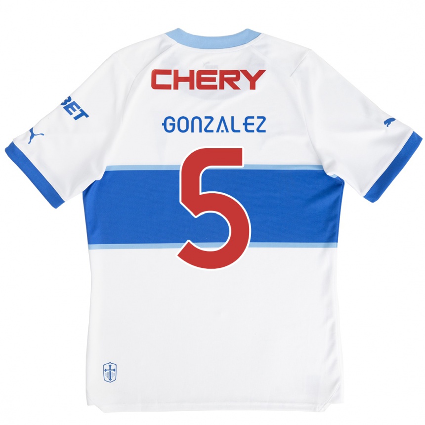 Enfant Football Maillot Daniel González #5 Blanc Bleu Tenues Domicile 2024/25