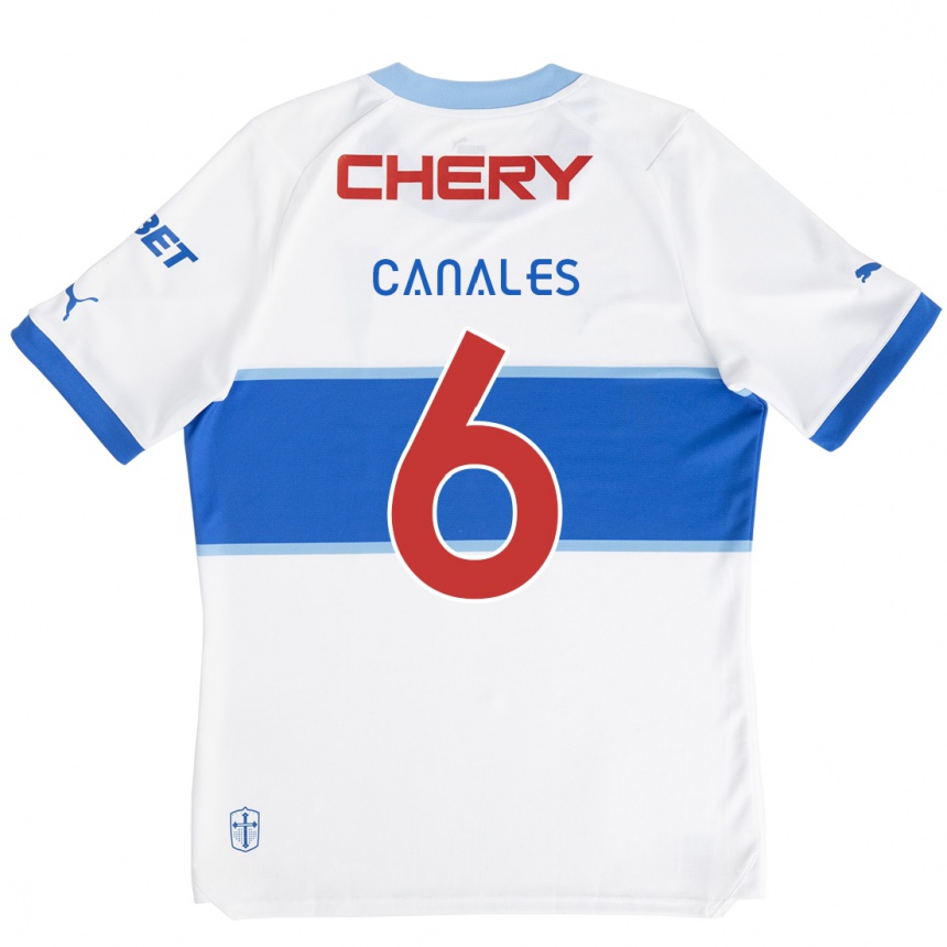 Enfant Football Maillot Alfred Canales #6 Blanc Bleu Tenues Domicile 2024/25