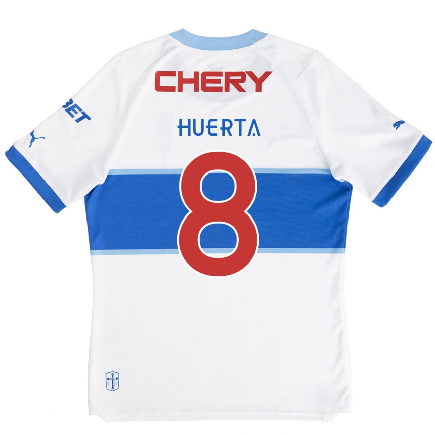 Enfant Football Maillot Valber Huerta #8 Blanc Bleu Tenues Domicile 2024/25