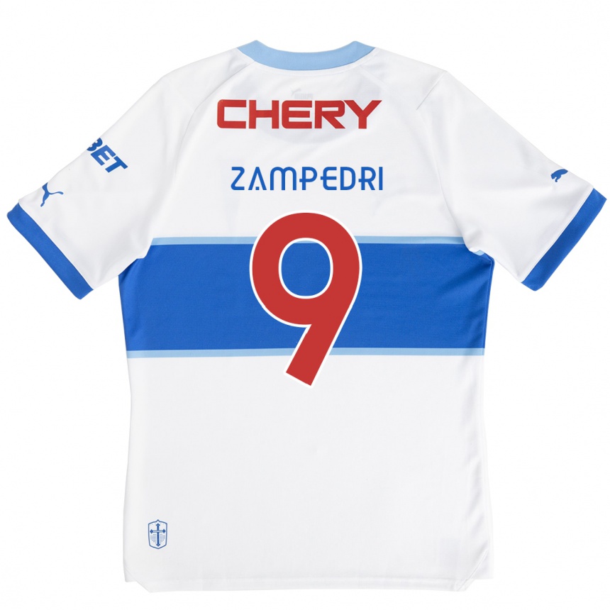 Enfant Football Maillot Fernando Zampedri #9 Blanc Bleu Tenues Domicile 2024/25