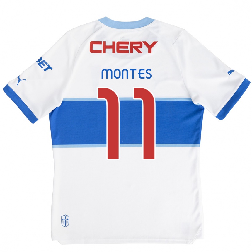 Enfant Football Maillot Clemente Montes #11 Blanc Bleu Tenues Domicile 2024/25