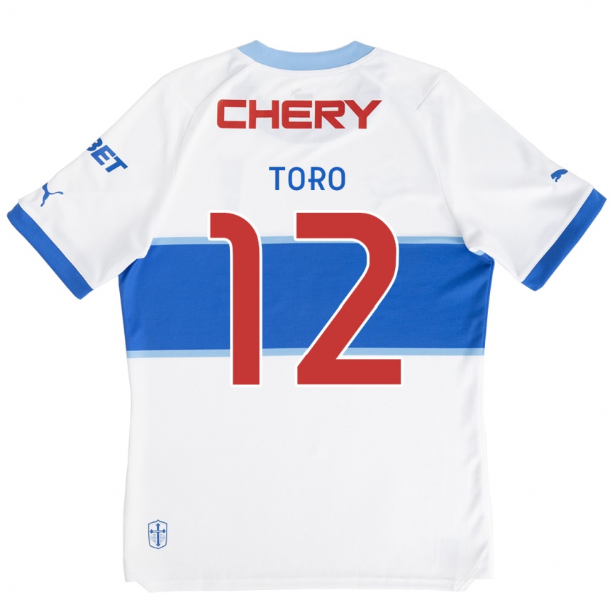 Enfant Football Maillot Ian Toro #12 Blanc Bleu Tenues Domicile 2024/25