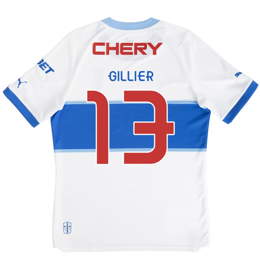 Enfant Football Maillot Thomas Gillier #13 Blanc Bleu Tenues Domicile 2024/25