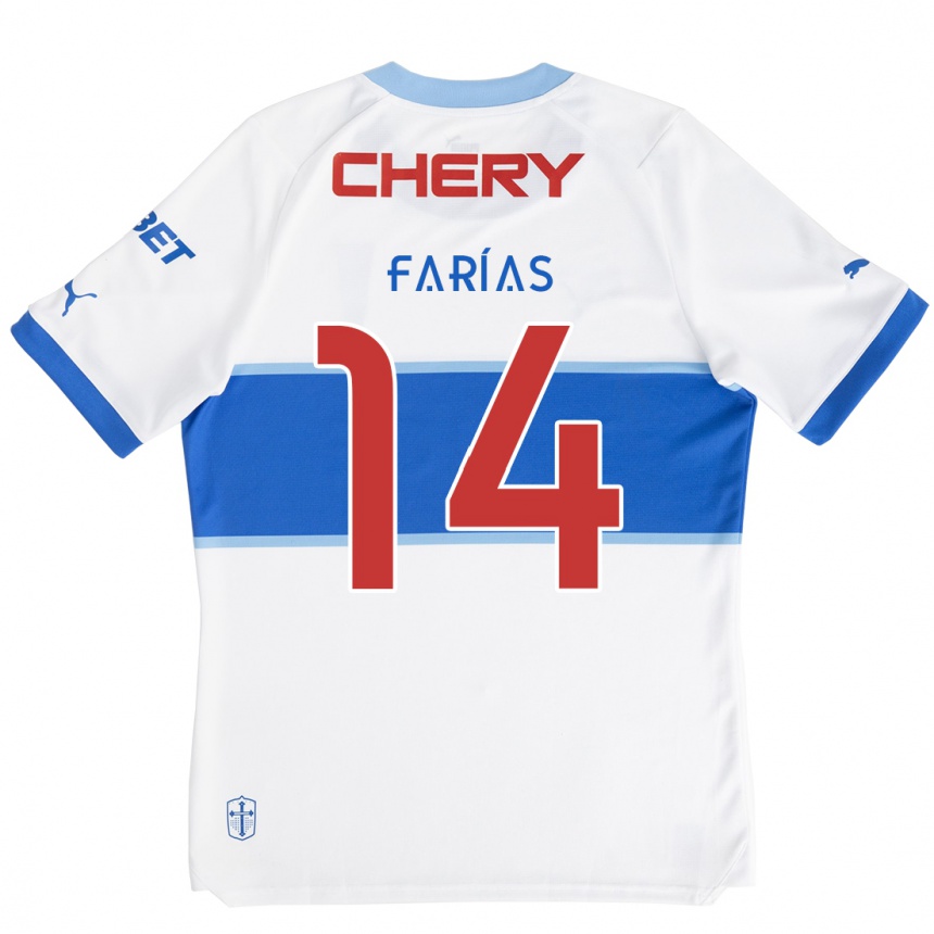 Enfant Football Maillot Agustín Farías #14 Blanc Bleu Tenues Domicile 2024/25