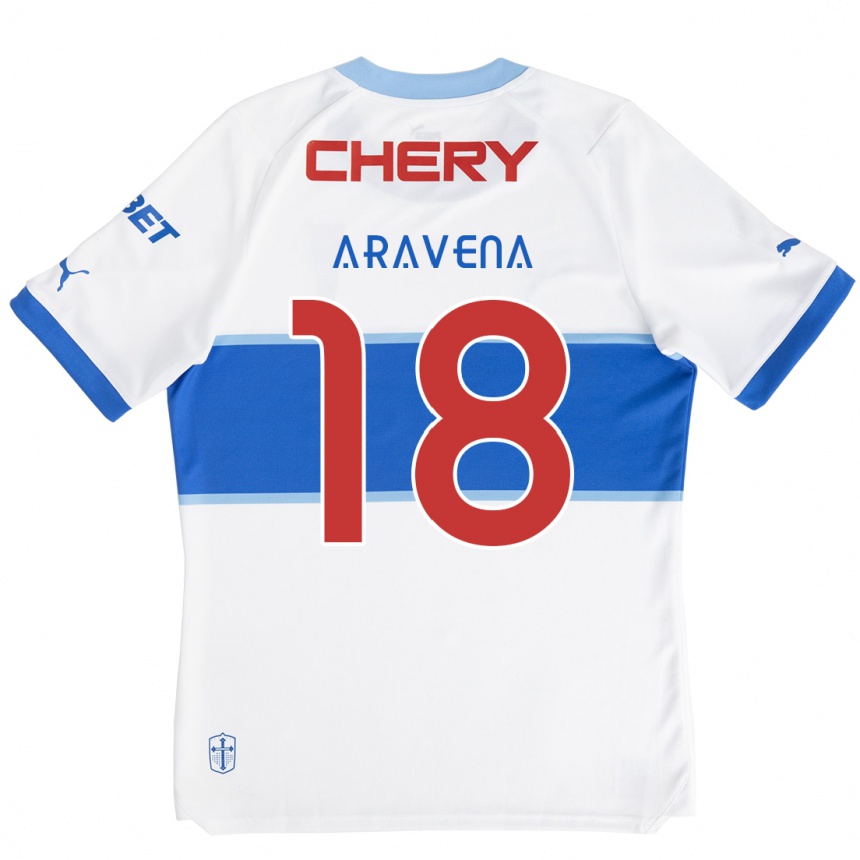 Enfant Football Maillot Alexander Aravena #18 Blanc Bleu Tenues Domicile 2024/25